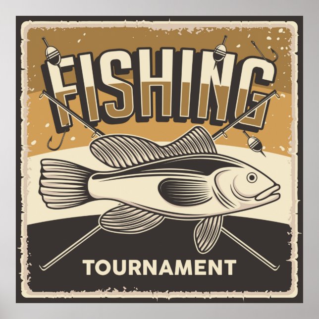 cool retro vintage fishing lovers poster (Front)