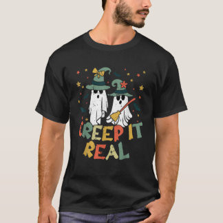 Cool Retro Vintage Ghost Witch Funny Lazy Creepy H T-Shirt