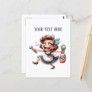 Cool retro vintage lady add text postcard