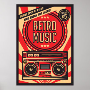 cool retro vintage music store  poster