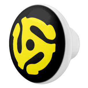 COOL Retro Vintage Yellow 45 spacer DJ Ceramic Knob