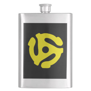 COOL Retro Vintage Yellow 45 spacer DJ Hip Flask