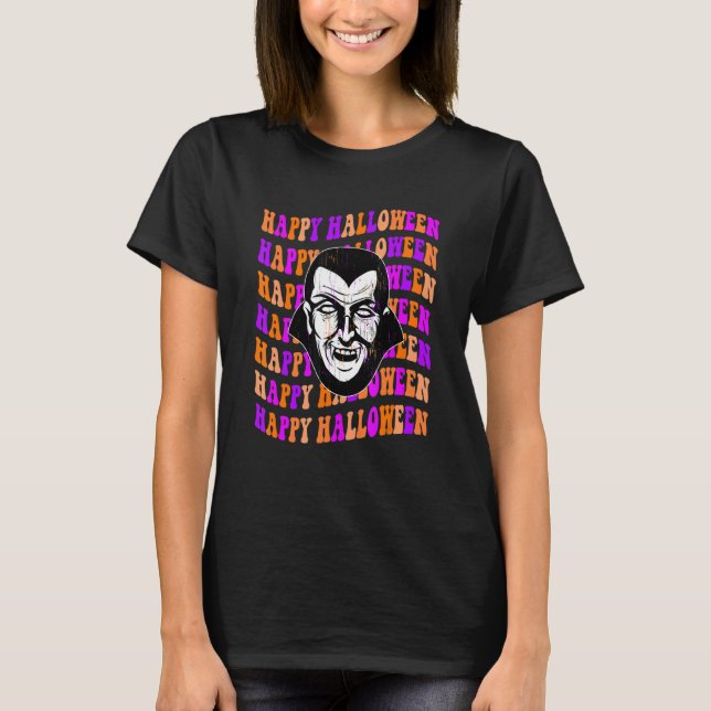 Cool Retro Wave Scary Halloween T-Shirt (Front)