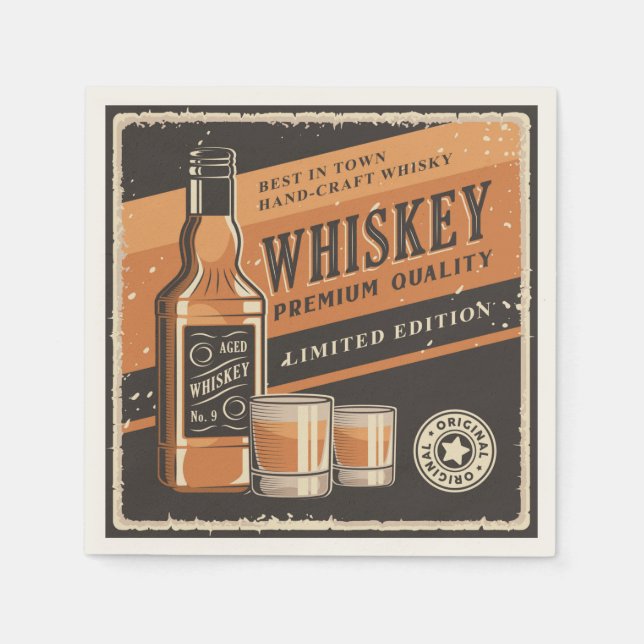 Cool retro whiskey lovers  napkin (Front)