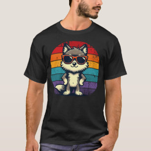 Cool Retro Wolf in Sunglasses 70s 80s 90s Novelty T-Shirt