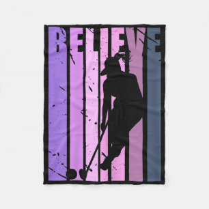 Cool Retro Womens Field Hockey Player Coach Hockey Fleece Blanket