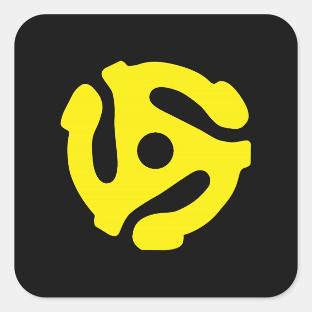 COOL Retro Yellow 45 spacer DJ Square Sticker (Front)