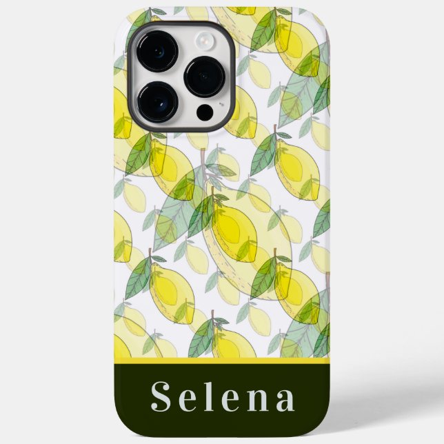 Cool Retro Yellow Black Lemon Pattern Case-Mate iPhone Case (Back)