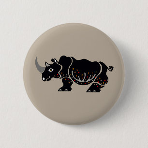 Cool RHINO - Endangered animal graphic 6 Cm Round Badge