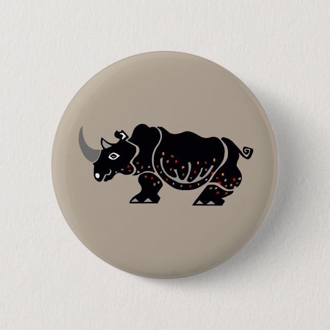 Cool RHINO - Endangered animal graphic 6 Cm Round Badge (Front)