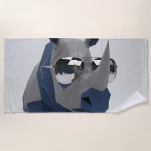 Cool Rhino Wearing Glasses Beach Towel