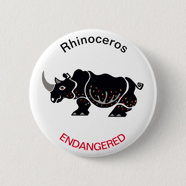 Cool  RHINOCEROS- Endangered animal graphic - 6 Cm Round Badge (Front)
