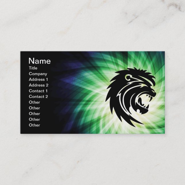Cool Roaring Lion Silhouette Business Card (Front)