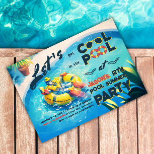 Cool Robot at Pool Party  Invitation