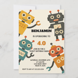 Cool Robot Birthday Invitation