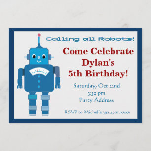 Cool Robot Birthday Party Invitations