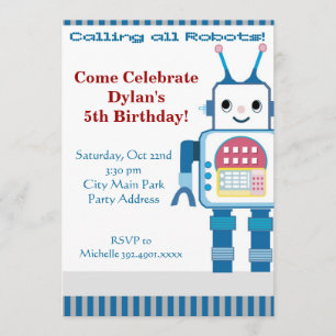 Cool Robot Birthday Party Invitations