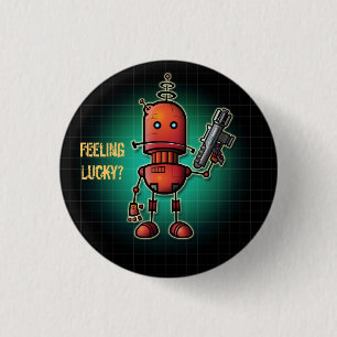 Cool Robot Sam 'Feeling Lucky?' 3 Cm Round Badge