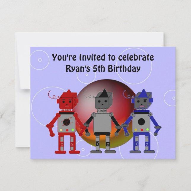 Cool Robots Birthday Invitation (Front)