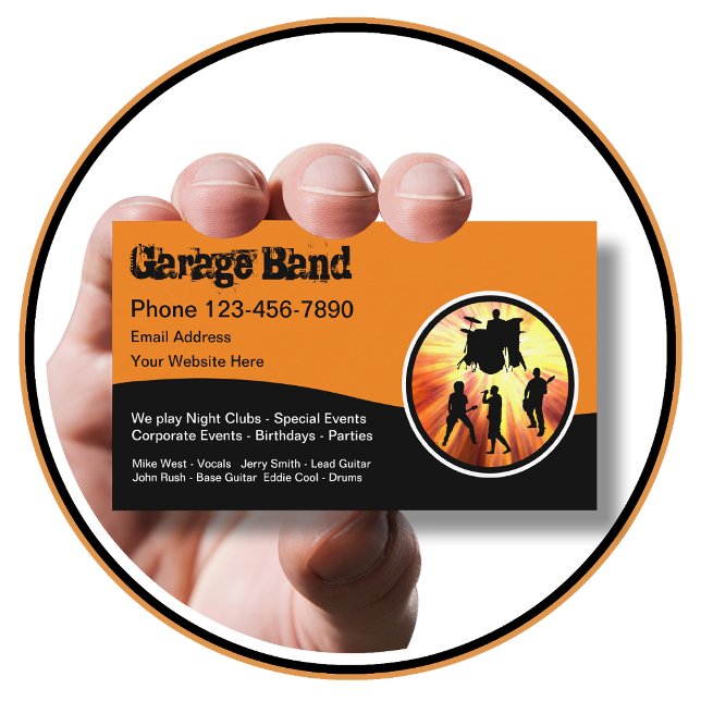 Cool Rock And Roll Garage Band Business Card (Creator Uploaded)