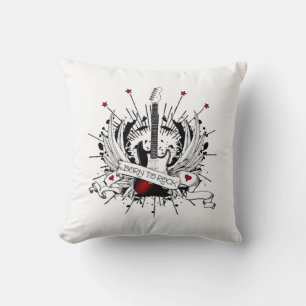 Cool Rock and Roll Kids Guitar Born to Rock Music Cushion