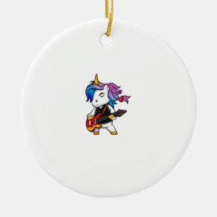Cool rock and roll unicorn with guitar for rock fa ceramic tree decoration