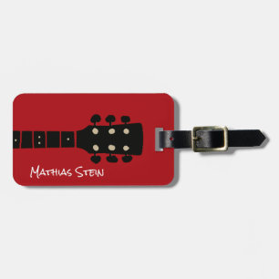Cool Rock Guitar Music Travel red Luggage Tag