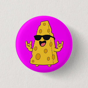  Cool Rock On Cheese Character With Sunglasses 3 Cm Round Badge