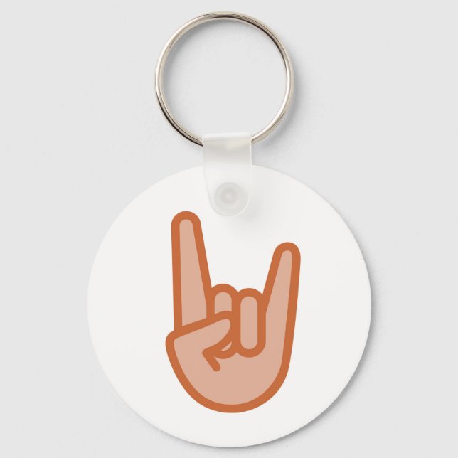 Cool Rock On Hand Emoji Key Ring (Front)