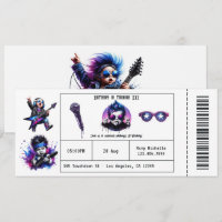 Cool Rock On Music Concert Ticket 1st Birthday
