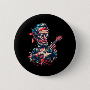 Cool Rock Roll Abraham Lincoln Playing Guitar 6 Cm Round Badge