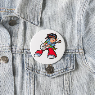 Cool Rock Star Guitarist Fun Musician  7.5 Cm Round Badge