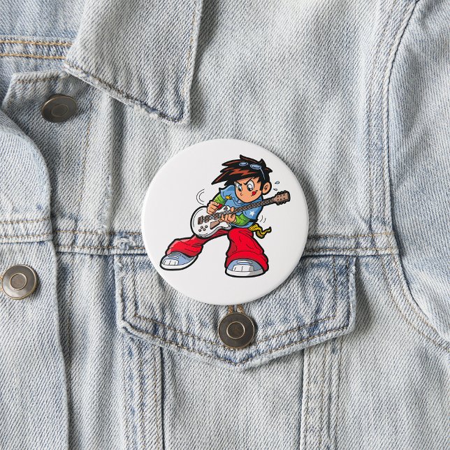 Cool Rock Star Guitarist Fun Musician  7.5 Cm Round Badge (Creator Uploaded)