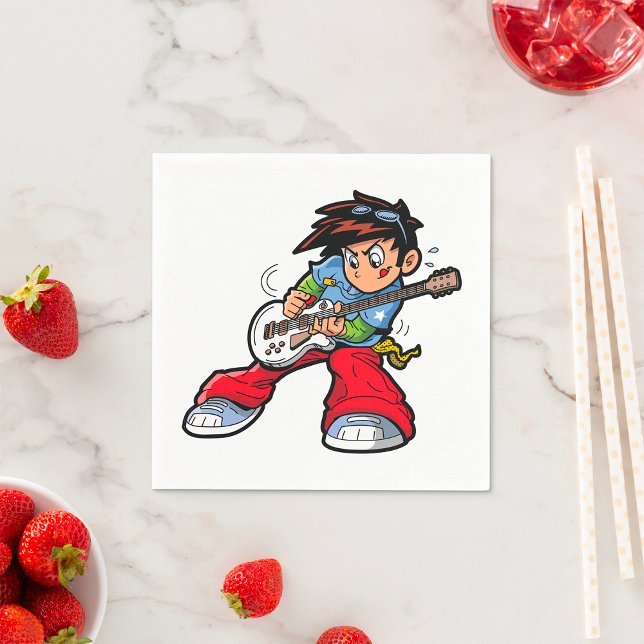 Cool Rock Star Guitarist Fun Musician  Napkin (Creator Uploaded)