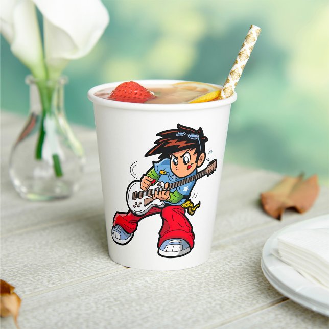 Cool Rock Star Guitarist Fun Musician  Paper Cups (Creator Uploaded)
