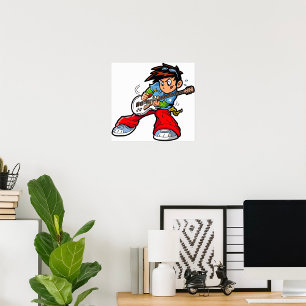 Cool Rock Star Guitarist Fun Musician Poster