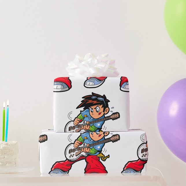 Cool Rock Star Guitarist Fun Musician  Wrapping Paper (Creator Uploaded)