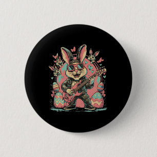 Cool Rocker Bunny With Electric Guitar For Rock Ea 6 Cm Round Badge