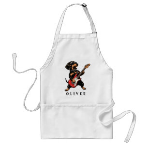 Cool Rocker Dachshund Dog Playing Electric Guitar Standard Apron