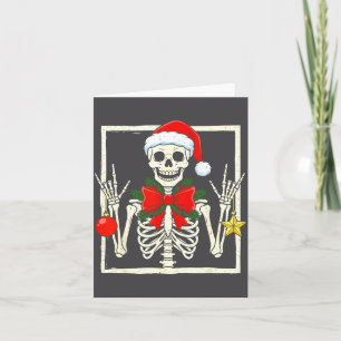 Cool Rocker Skeleton Santa Hat Christmas Punk Rock Card