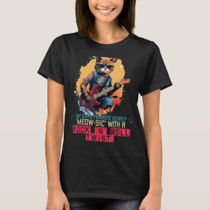 Cool Rock'n Cat with electric Guitar and Sunglasse T-Shirt