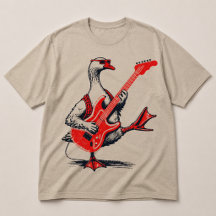 Cool Rockstar Goose Playing Red Electric Guitar