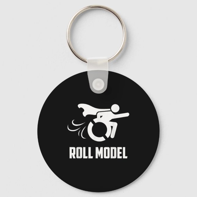 Cool Roll Model _ Funny Handicapped Person Wheelch Key Ring (Front)