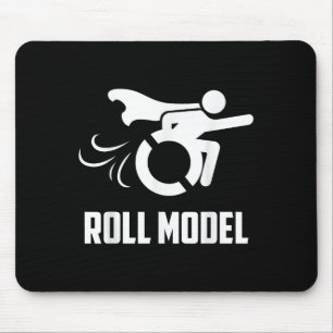 Cool Roll Model _ Funny Handicapped Person Wheelch Mouse Mat