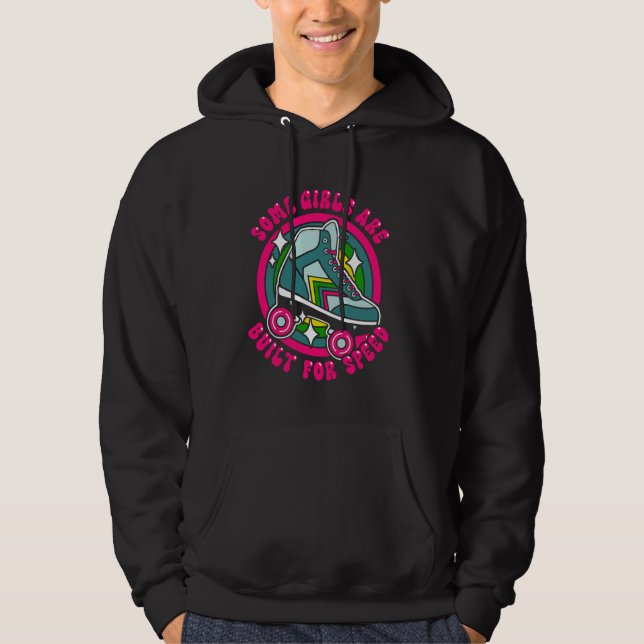 Cool Roller Skating Skate Girl 1970s Retro Some Gi Hoodie (Front)