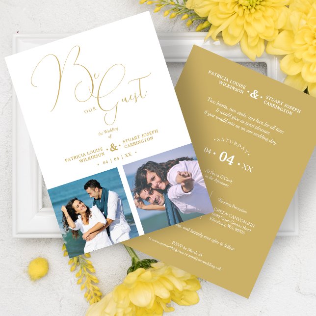 Cool Romantic 2 Multi Photos Be Our Guest Wedding Invitation (Creator Uploaded)