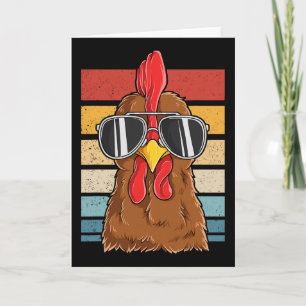 Cool Rooster Chicken Wearing Sungles Vintage Chick Card