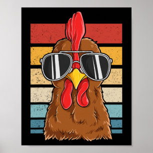 Cool Rooster Chicken Wearing Sungles Vintage Chick Poster
