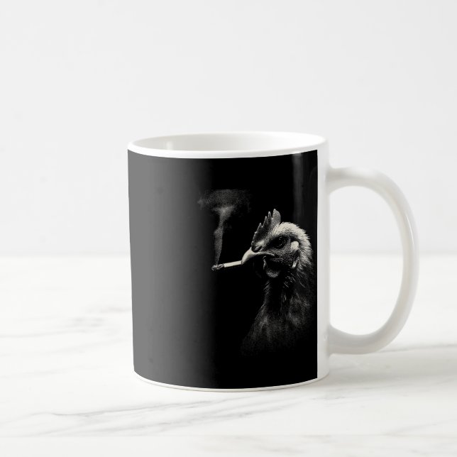 Cool Rooster Smoking Cigarette Art Graphic  Coffee Mug (Right)