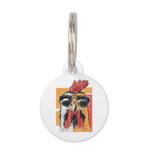 Cool Rooster Wearing Sunglasses Retro Vintage Chic Pet Tag